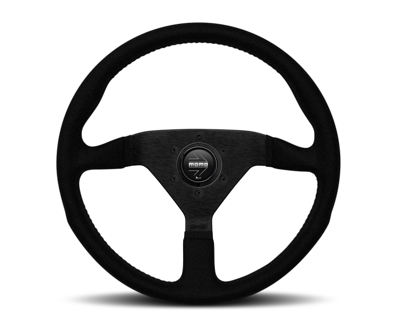 MOMO Montecarlo Alcantara 320mm Steering Wheel - Black with Black Stitch and Spokes