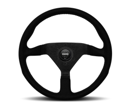 MOMO Montecarlo Alcantara 320mm Steering Wheel - Black with Black Stitch and Spokes