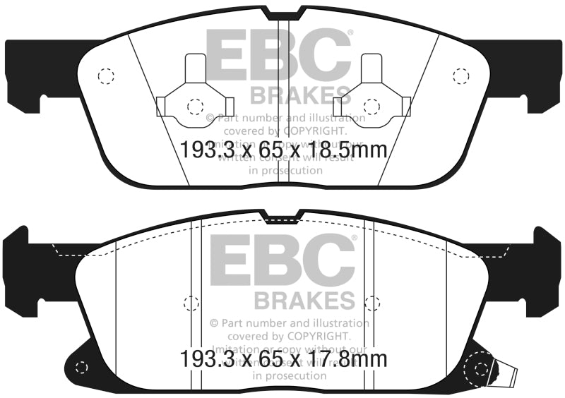 EBC Yellowstuff Front Brake Pads for 2016+ Lincoln Continental and MKZ * High-Performance Street and Track Use