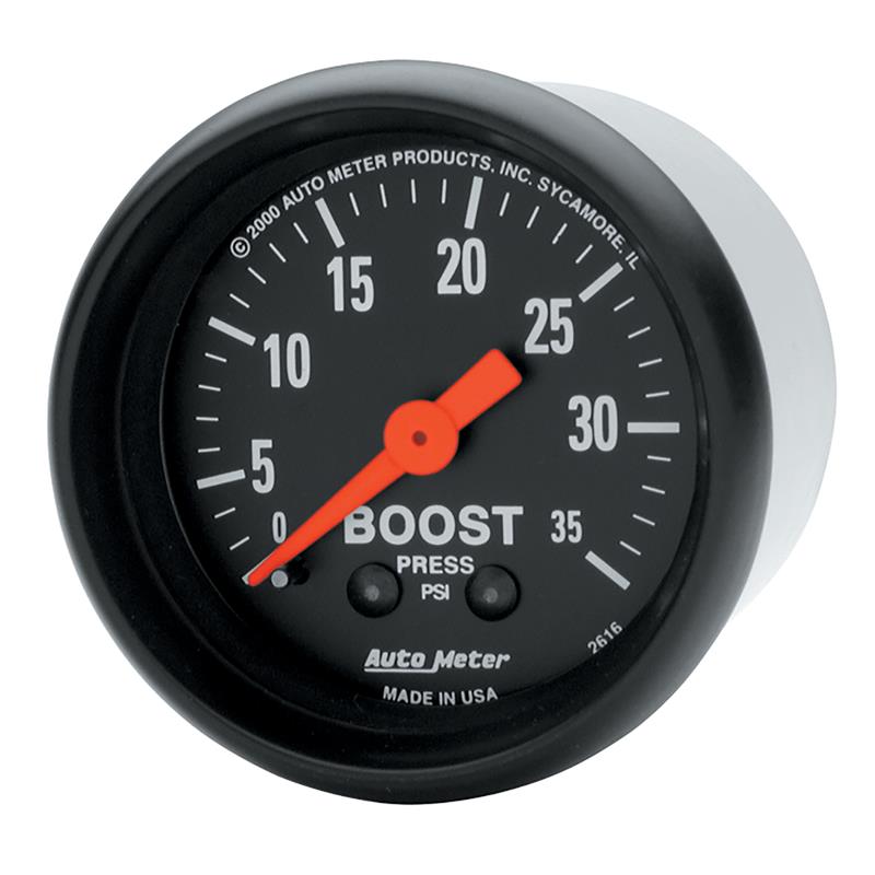 AutoMeter Z Series 52mm Mechanical Boost Gauge 0-35 PSI for Automotive Performance Monitoring