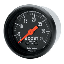 Load image into Gallery viewer, AutoMeter Z Series 52mm Mechanical Boost Gauge 0-35 PSI for Automotive Performance Monitoring