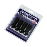 Rays 17 Hex Racing Nut Set L58 Super Long Type 12x1.50 Black Chromate - 4 Pieces