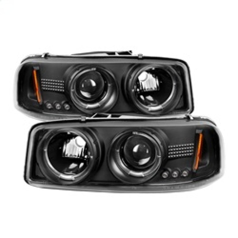 Spyder GMC Sierra 1500/2500/3500 1999-2006 Projector Headlights with Black Finish and LED Halo - Part Number PRO-YD-CDE00-HL-BK
