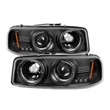 Load image into Gallery viewer, Spyder GMC Sierra 1500/2500/3500 1999-2006 Projector Headlights with Black Finish and LED Halo - Part Number PRO-YD-CDE00-HL-BK