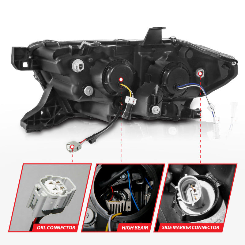 ANZO 16-22 Toyota Tacoma LED Projector Headlights with Light Bar and Sequential Lighting - Black Housing with Initiation Light