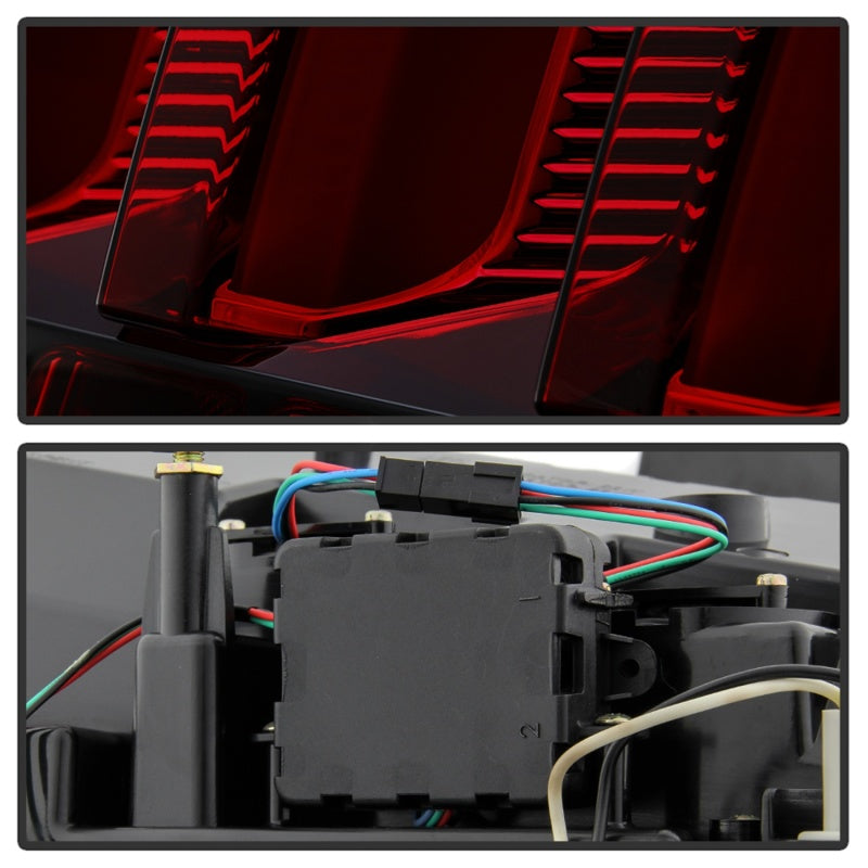 Spyder 05-09 Ford Mustang Smoke LED Tail Lights with Red Light Bar - Part Number: spy5086723