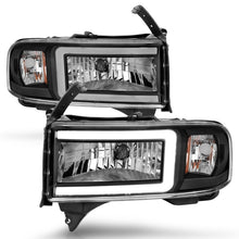Load image into Gallery viewer, ANZO 94-02 Dodge Ram Crystal Headlight with Light Bar – Black Housing, Pair