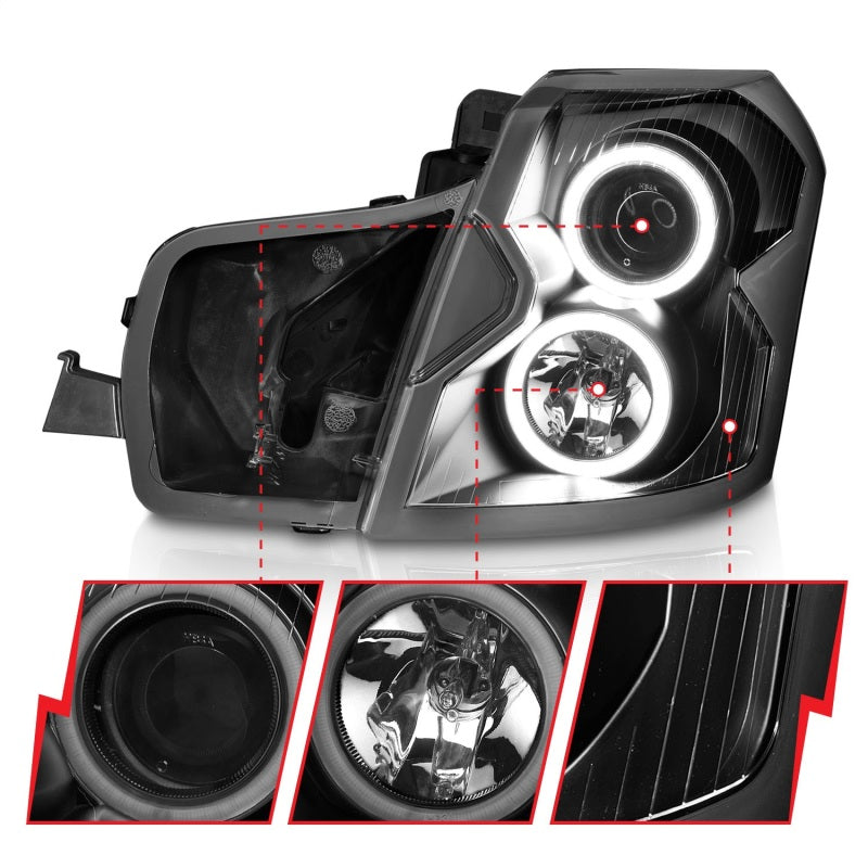 ANZO 2003-2007 Cadillac CTS Projector Headlights with Halo - Black Housing, CCFL, Clear Lens Pair