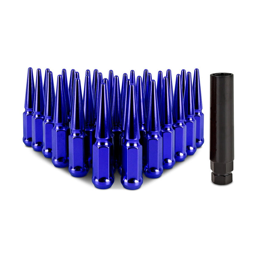 Mishimoto Steel Spiked Lug Nuts M14 x 1.5 – Blue, 32-Piece Set