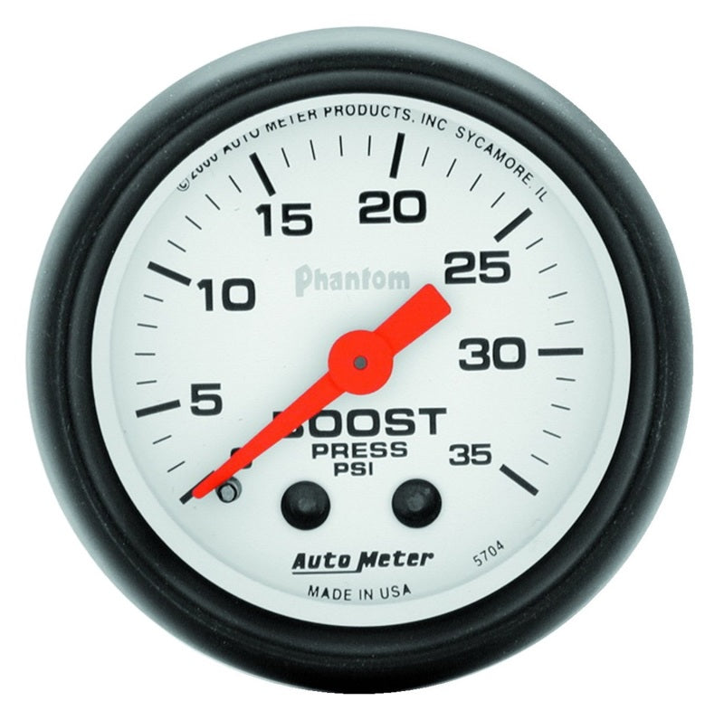 AutoMeter Phantom 52mm 35 PSI Mechanical Boost Gauge for Accurate Engine Monitoring