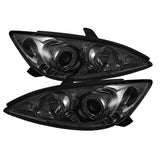 Spyder Toyota Camry 2002-2006 Projector Headlights with LED Halo and Smoke Finish - Part Number: spy5064325