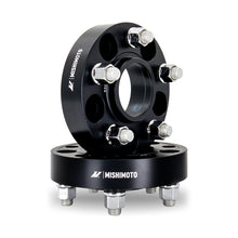 Load image into Gallery viewer, Mishimoto MMWS-004-250BK Hub-Centric Wheel Spacers, 5x114.3, 67.1mm Bore, 1-Inch Thickness, M12x1.5, Black