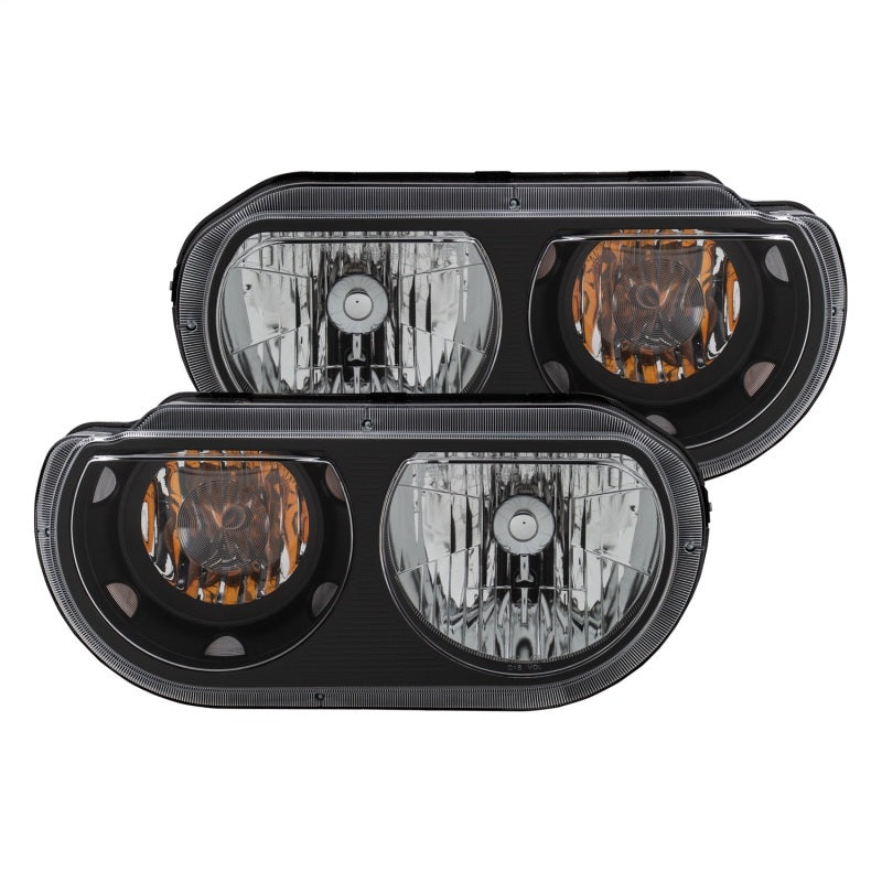 ANZO 2008-2014 Dodge Challenger Crystal Headlights with Black Housing and Clear Lenses