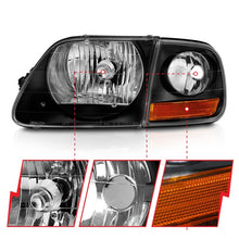 Load image into Gallery viewer, ANZO Crystal Headlights for Ford F-150 1997-2003 with Black Housing and Clear Lenses