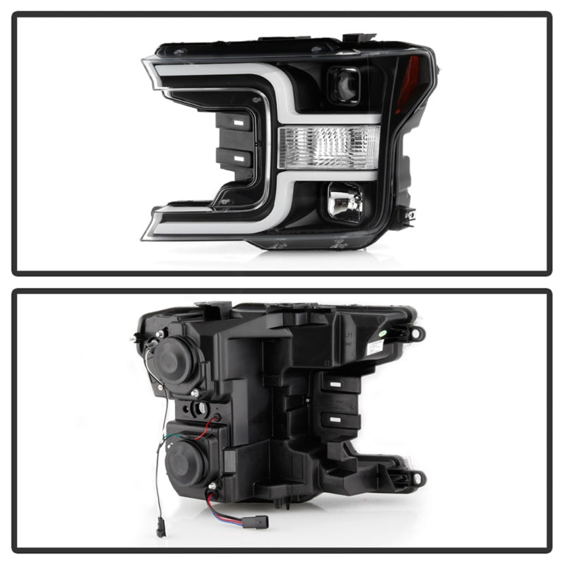 Spyder 18-19 Ford F-150 Projector Headlights - Halogen Model Only - Black (Part No. PRO-YD-FF15018-LB-BK)