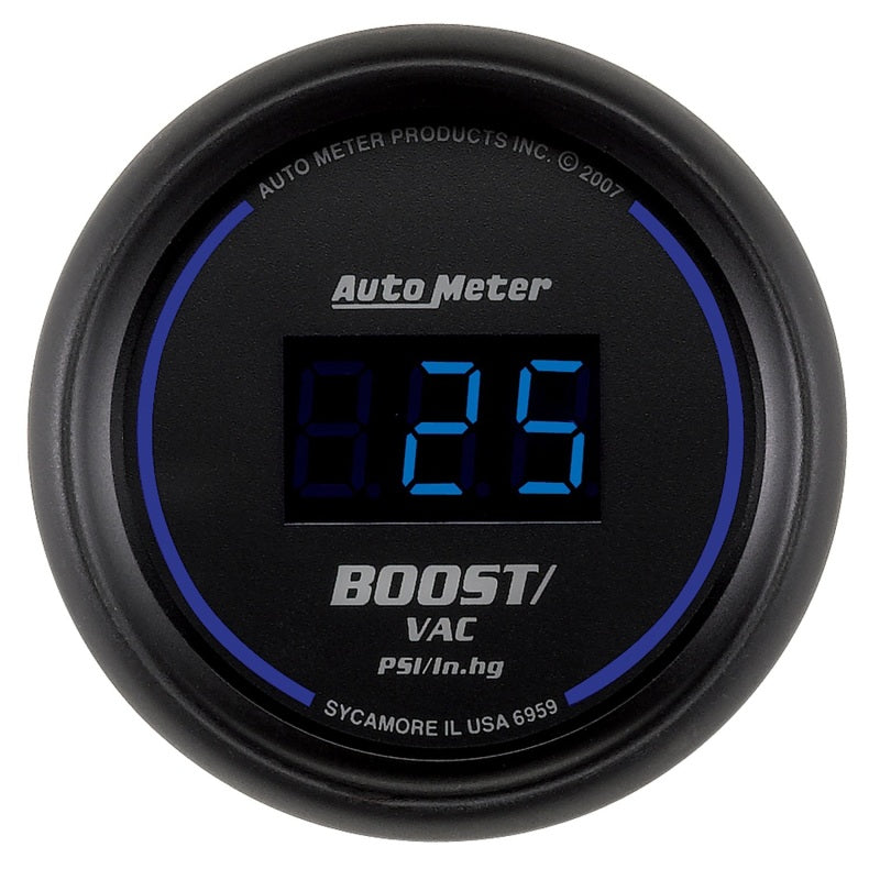 AutoMeter Cobalt Digital 52.4mm Black Vacuum and Boost Gauge Part Number ATM6959