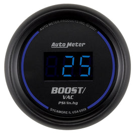 AutoMeter Cobalt Digital 52.4mm Black Vacuum and Boost Gauge Part Number ATM6959