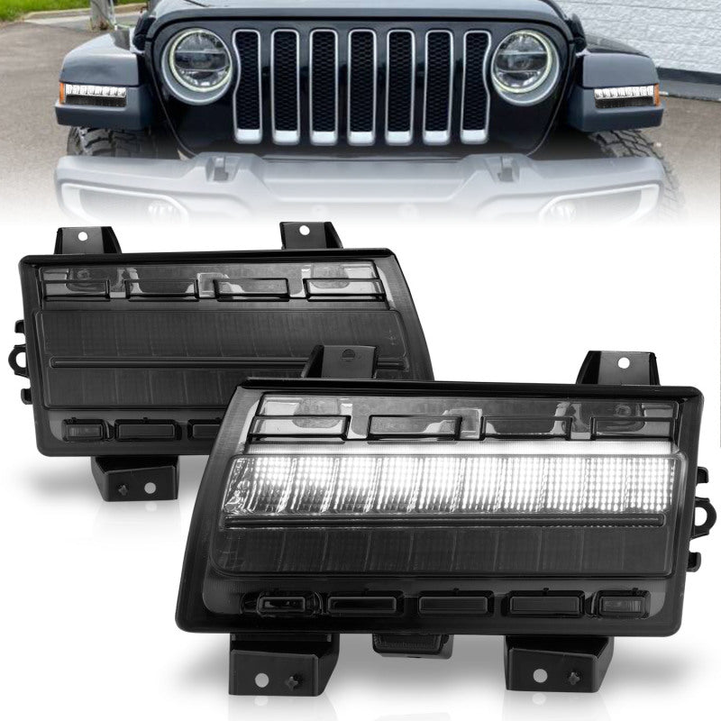 ANZO Wrangler 18-21 / Gladiator 20+ LED Side Marker Lights with Smoke Lens and Sequential Signal