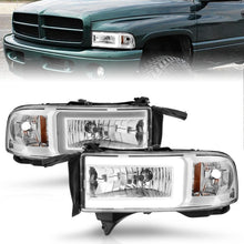 Load image into Gallery viewer, ANZO 94-02 Dodge Ram Crystal Headlight with Light Bar – Chrome Housing Pair