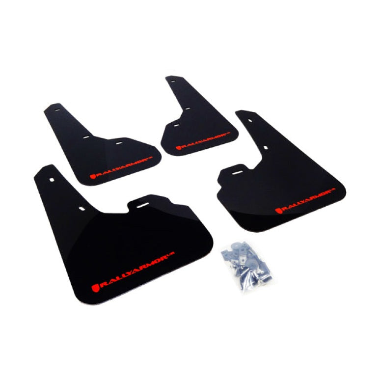 Rally Armor UR Series Mud Flap for Mazda 3 2010-2013 with Red Logo, Black Polyurethane