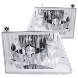 ANZO 1992-2006 Ford Econoline Crystal Headlights with Chrome Housing and Clear Lenses