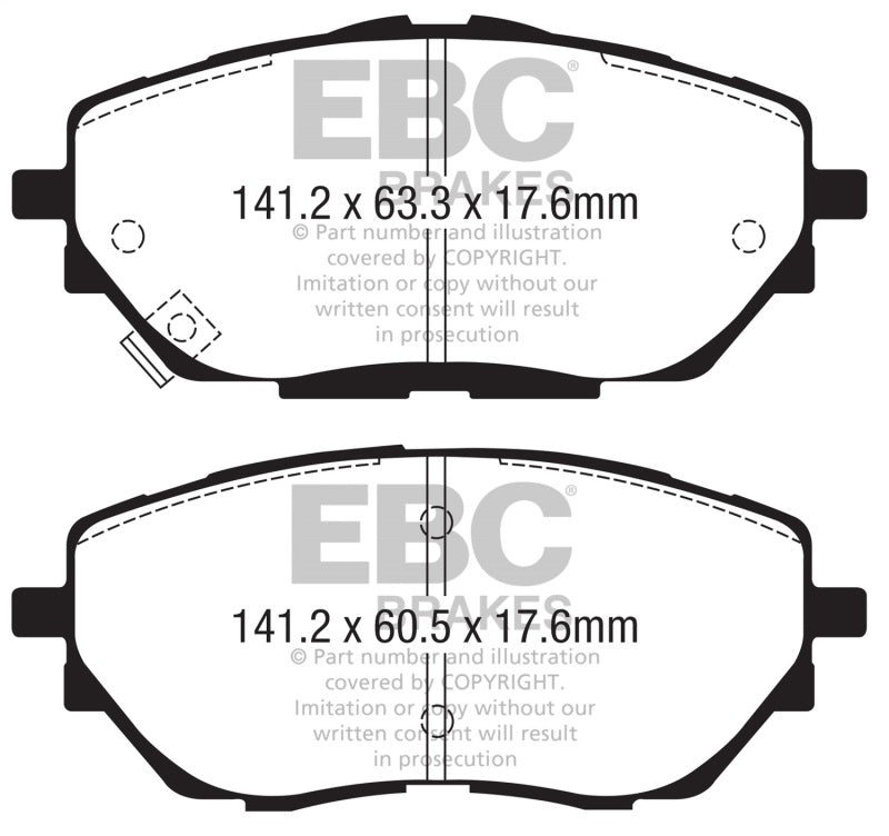 EBC Yellowstuff Front Brake Pads for 2017+ Toyota C-HR 2.0L * High Friction Street and Track Performance