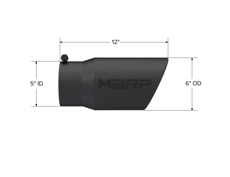 MBRP Universal 6-inch Diameter Black Exhaust Tip with Angled Rolled End, 12-inch Length