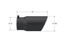 Load image into Gallery viewer, MBRP Universal 6-inch Diameter Black Exhaust Tip with Angled Rolled End, 12-inch Length