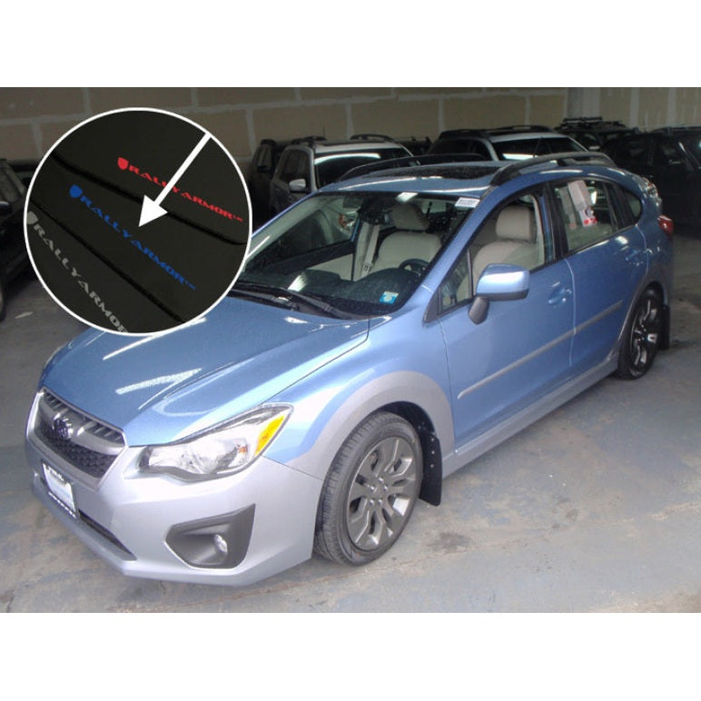 Rally Armor UR Series Black Mud Flaps for Subaru Impreza 2012-2014, Part Number RALMF22-UR-BLK/BL