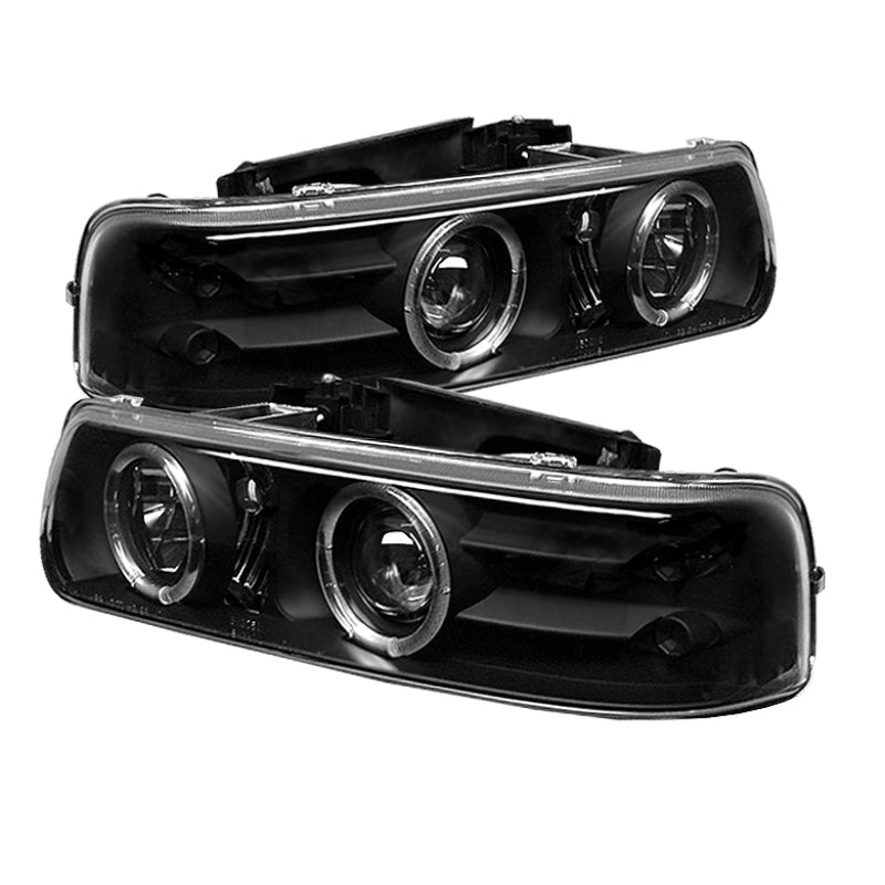 Spyder Chevy Silverado 1500/2500 99-02 Projector Headlights with LED Halo - Black (Part #PRO-YD-CS99-HL-BK)