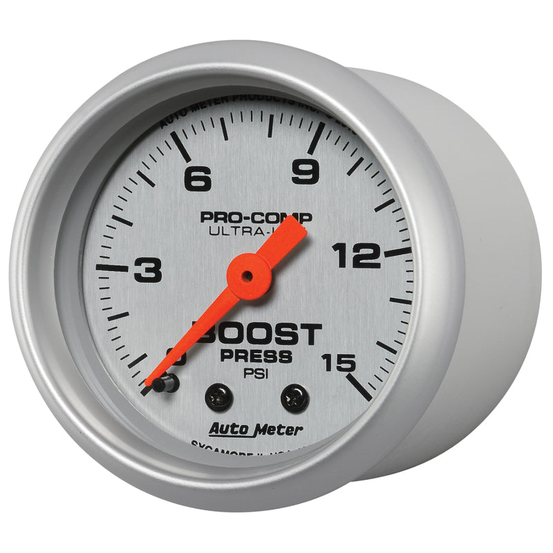 AutoMeter Ultra-Lite 52mm Mechanical Boost Gauge 0-15 PSI for Turbocharged and Naturally Aspirated Engines