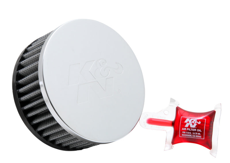 K&N Engineering Universal Chrome Air Filter Part Number RC-1950 * 2.5 Inch Outer Diameter, 2 Inch Height