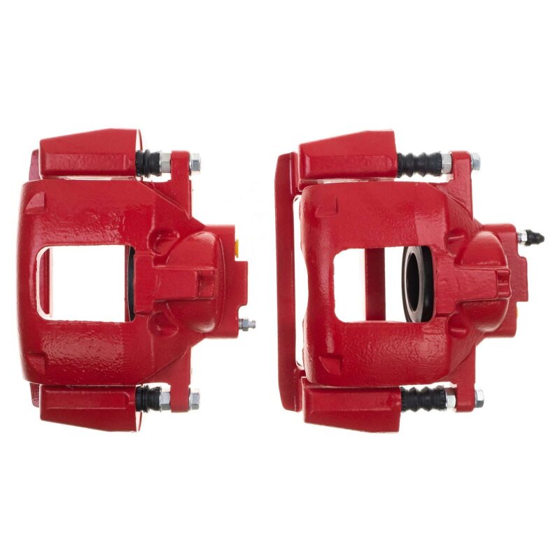 PowerStop Powder Coated Red Brake Calipers Pair for Jeep Wrangler JK 2007-2018 * Part Number PSBS5044EB