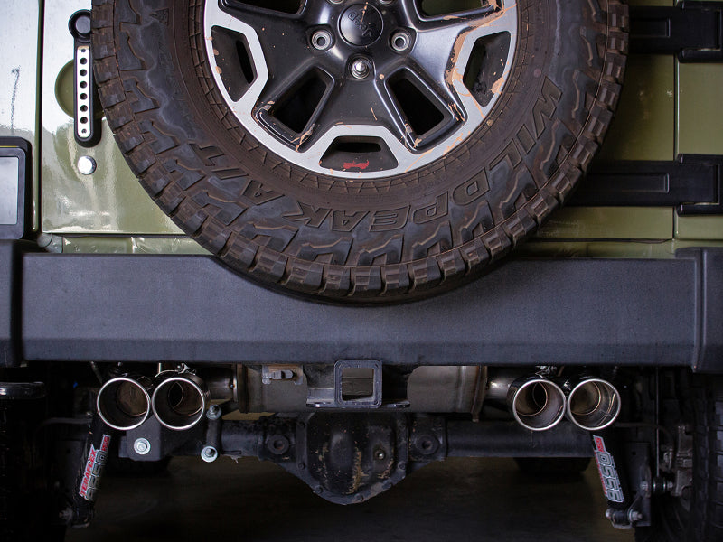 aFe Rebel Series 2.5 Inch 409 Stainless Steel Axle-Back Exhaust System for Jeep Wrangler (JK) V6-3.6L/3.8L