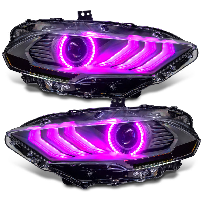Oracle Lighting 18-23 Ford Mustang Black Series Dynamic ColorSHIFT LED Headlights with Sequential Turn Signal
