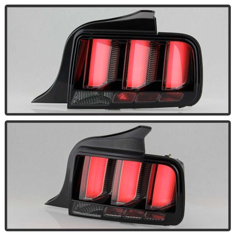 Spyder 05-09 Ford Mustang LED Tail Lights with Smoke Finish and White Light Bar