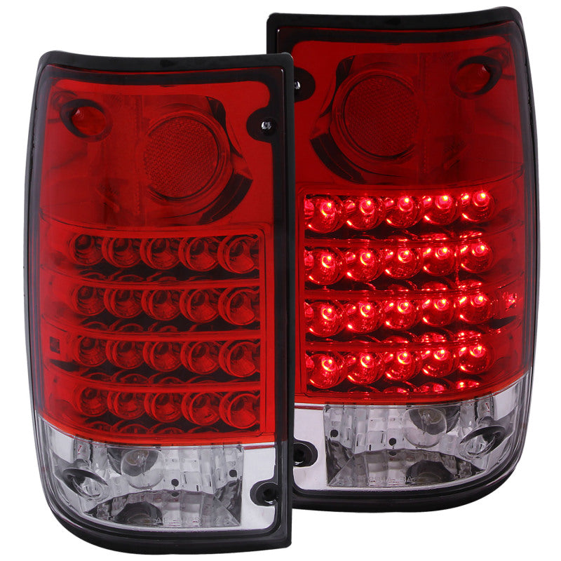 ANZO 1989-1995 Toyota Pickup LED Tail Light Assembly Pair - Red and Clear Lens