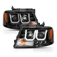 Load image into Gallery viewer, ANZO 2004-2008 Ford F-150 Projector Headlights with U-Bar Black Housing Pair - Clear Lens