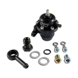 AEM 96-97 Acura CL / 94-97 Honda Accord / 96-00 Civic EX Black Adjustable Fuel Pressure Regulator Part #aem25-304BK