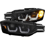 ANZO 2012-2015 BMW 3 Series Projector Headlights with U-Bar in Black Housing