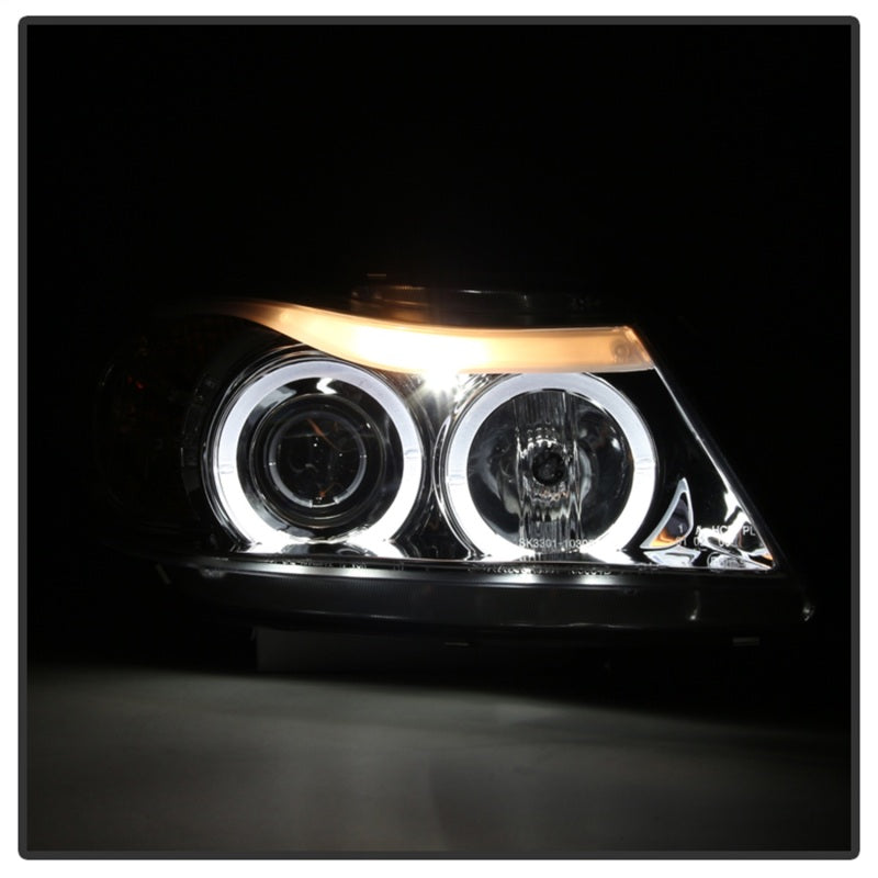 Spyder OEM-Quality Projector Headlights with LED Halo for BMW E90 3-Series (2006-2008) - Smoke Finish