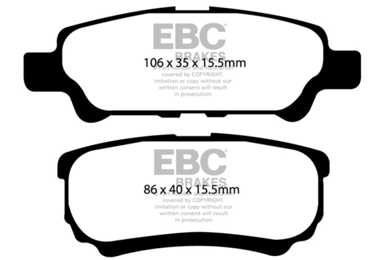 EBC Yellowstuff Rear Brake Pads for Dodge Avenger and Chrysler 200 * High-Performance Street & Track Use