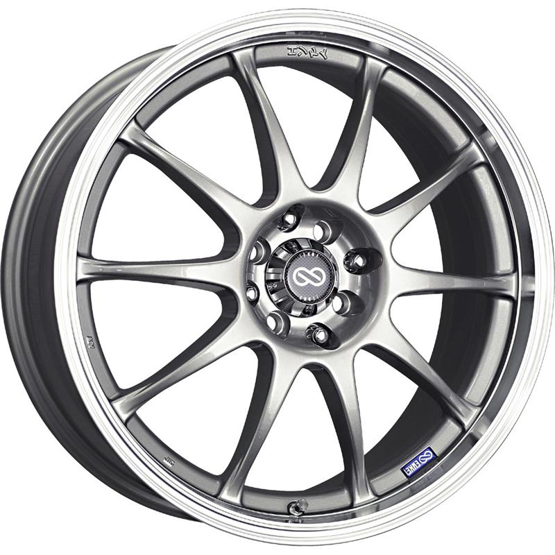 Enkei J10 16x7 Wheel with 5x112/114.3 Bolt Pattern and Machined Lip - Silver Finish