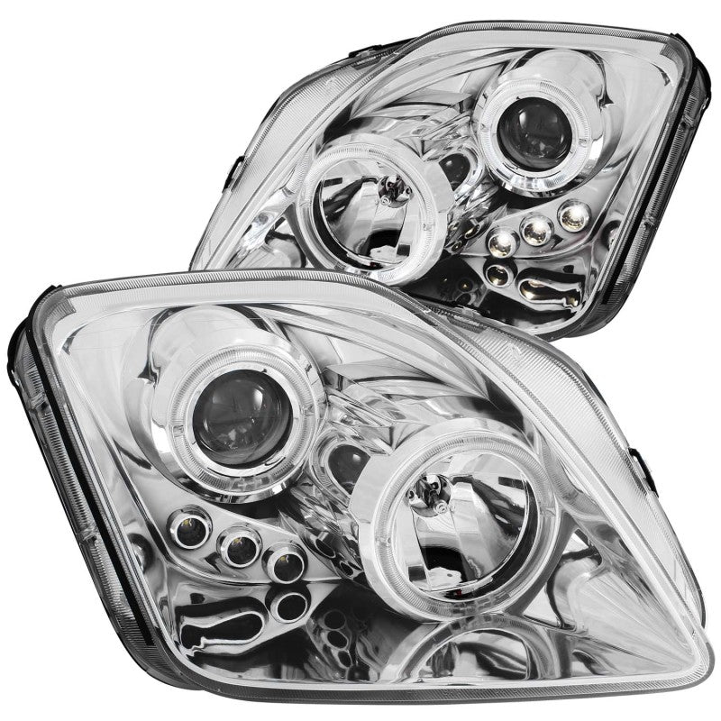 ANZO 1997-2001 Honda Prelude Projector Headlights with Halo and LED - Chrome Housing, Clear Lens Pair
