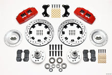 Load image into Gallery viewer, Wilwood Dynapro 6 Front Hub Kit with 12.19 Inch Drilled Rotors and Red WWE ProSpindle Finish