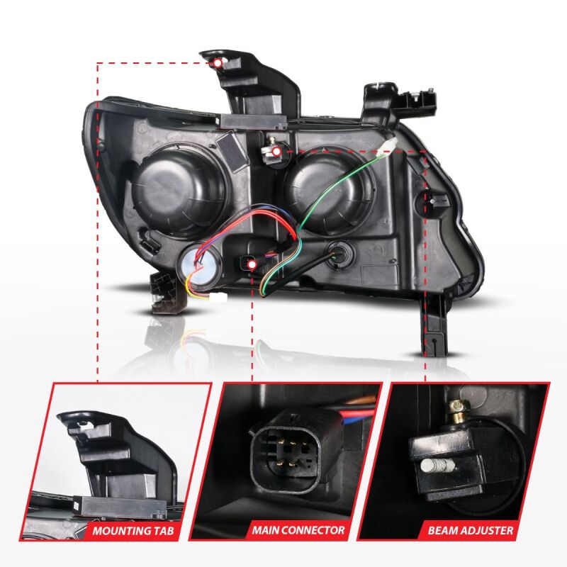 ANZO 15-22 Chevy Colorado Full LED Headlights with Sequential Turn Signal and Initiation - Black Housing