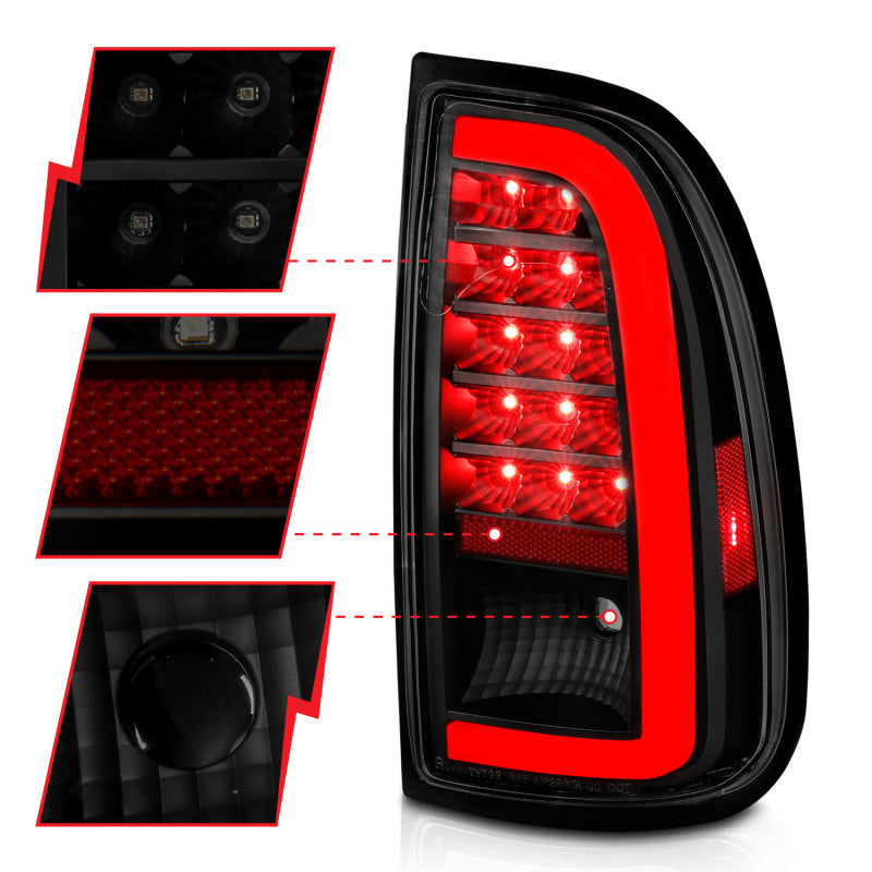 ANZO 00-06 Toyota Tundra LED Taillights with Light Bar and Smoke Lens – Black Housing, Pair