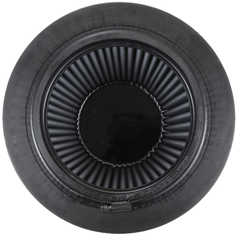 K&N Engineering Universal Rubber Round Tapered Air Filter - 6 Inch Flange ID, 9 Inch Base OD, 6.625 Inch Top OD, 7.5 Inch Height - Part Number KNNRU-5177HBK