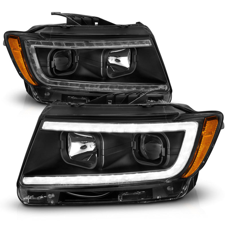 ANZO 11-13 Jeep Grand Cherokee Projector Headlights with Light Bar Switchback, Black Housing