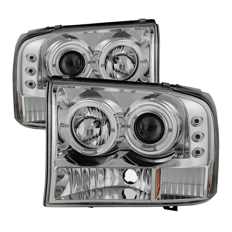 Spyder Halo LED Projector Headlights for Ford F-250 Super Duty 2002-2004, Version 2 Chrome with Bulbs Included